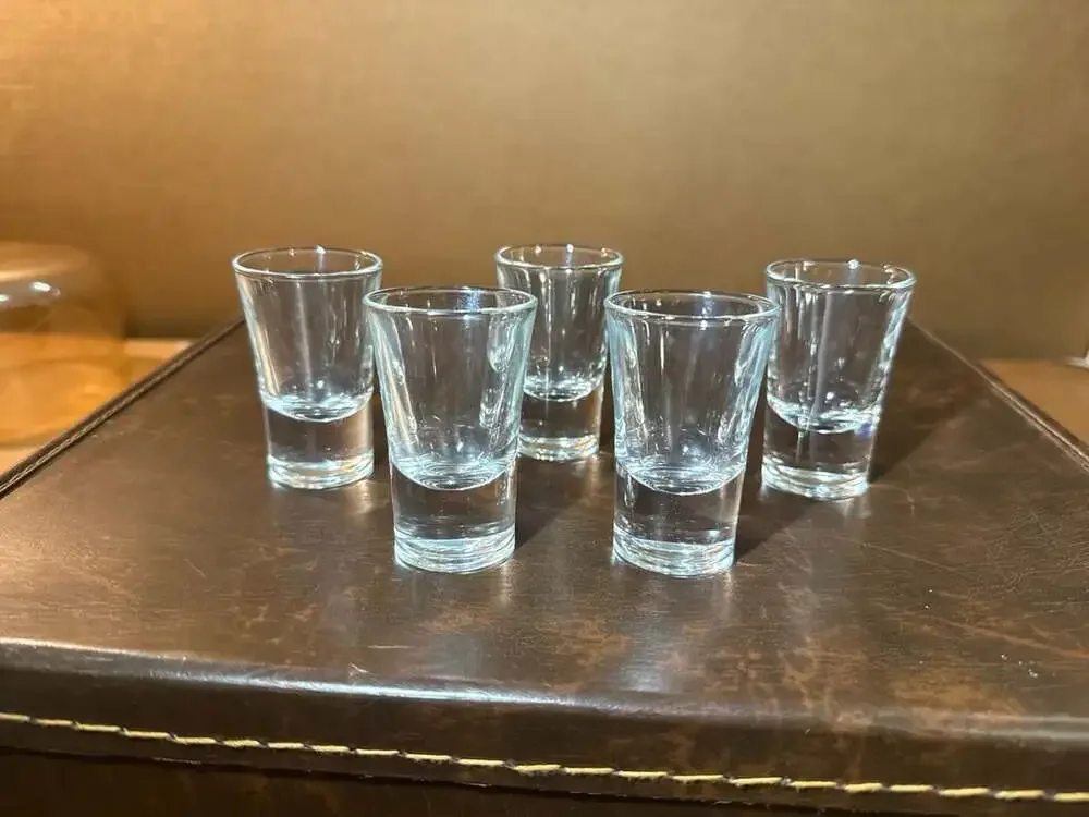 Bormioli Rocco Ypsilon Shot Glasses Set of 5 Clear Glass Heavy Bottom 2 oz